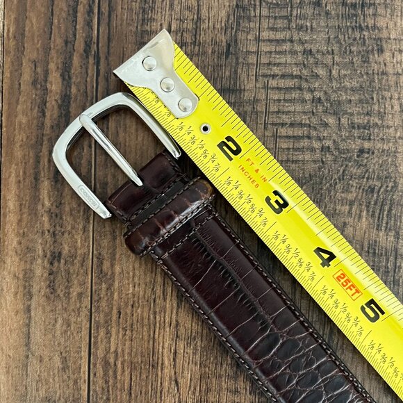 Coach Croc Embossed Calfskin Leather Belt Solid Brass Buckle Mens Size 34 Brown - Picture 13 of 16